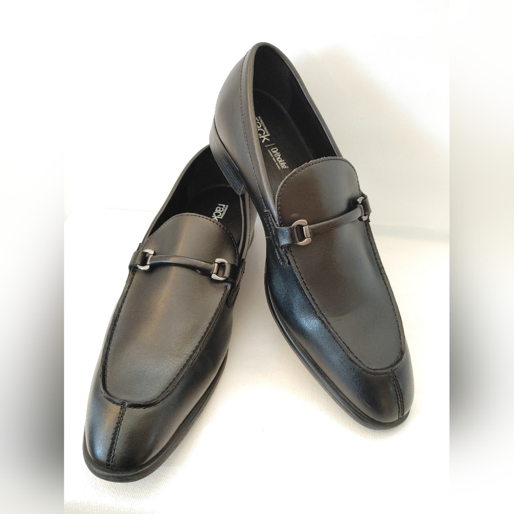 Nordstrom Black Leather Loafers 11.5M Ortholite Mens Dress Shoes